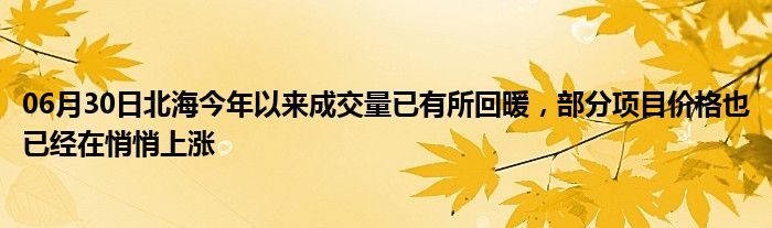 06月30日北海今年以来成交量已有所回暖，部分项目价格也已经在悄悄上涨