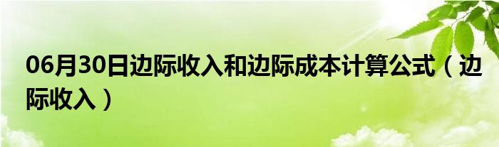 06月30日边际收入和边际成本计算公式（边际收入）