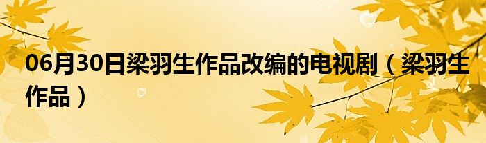 06月30日梁羽生作品改编的电视剧（梁羽生作品）