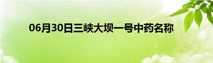 06月30日三峡大坝一号中药名称