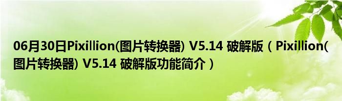 06月30日Pixillion(图片转换器) V5.14 破解版（Pixillion(图片转换器) V5.14 破解版功能简介）