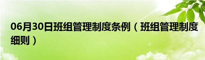 06月30日班组管理制度条例（班组管理制度细则）