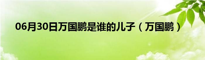 06月30日万国鹏是谁的儿子（万国鹏）