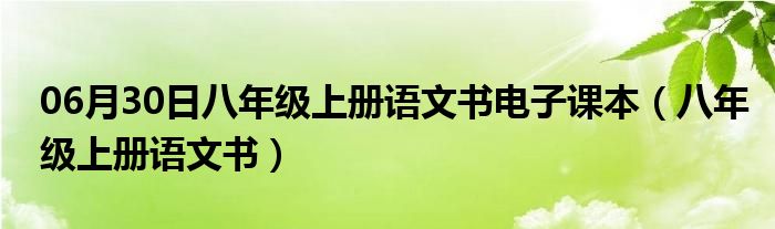 06月30日八年级上册语文书电子课本（八年级上册语文书）