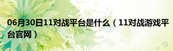 06月30日11对战平台是什么（11对战游戏平台官网）