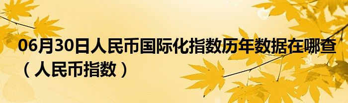 06月30日人民币国际化指数历年数据在哪查（人民币指数）