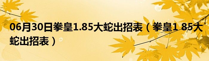 06月30日拳皇1.85大蛇出招表（拳皇1 85大蛇出招表）