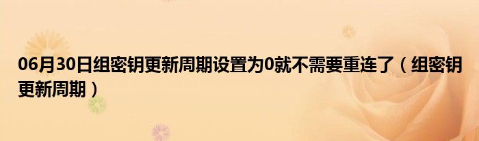 06月30日组密钥更新周期设置为0就不需要重连了（组密钥更新周期）