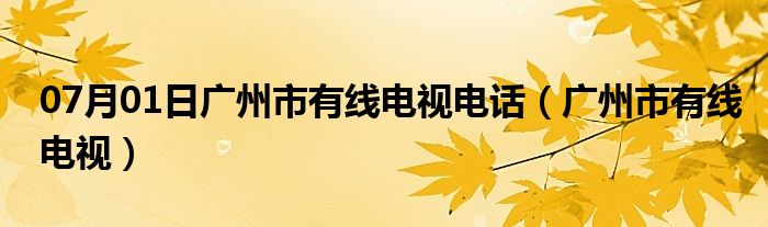 07月01日广州市有线电视电话（广州市有线电视）