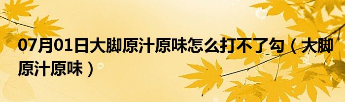 07月01日大脚原汁原味怎么打不了勾（大脚原汁原味）