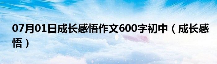 07月01日成长感悟作文600字初中（成长感悟）