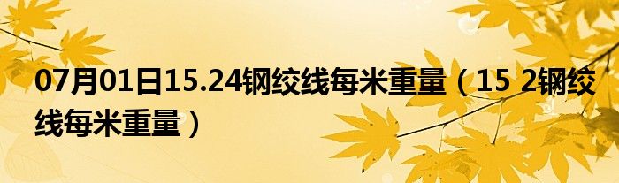 07月01日15.24钢绞线每米重量（15 2钢绞线每米重量）