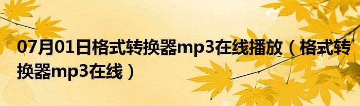 07月01日格式转换器mp3在线播放（格式转换器mp3在线）