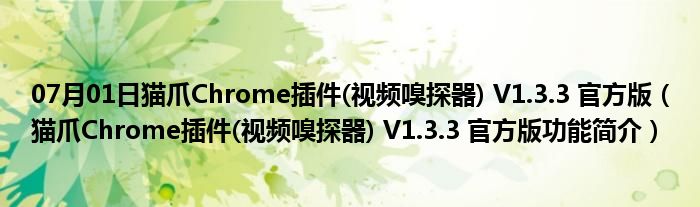 07月01日猫爪Chrome插件(视频嗅探器) V1.3.3 官方版（猫爪Chrome插件(视频嗅探器) V1.3.3 官方版功能简介）