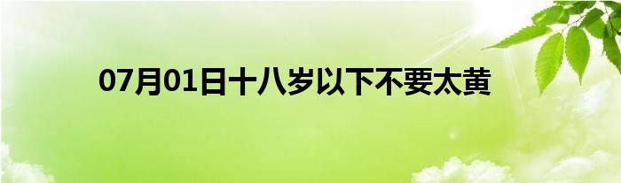 07月01日十八岁以下不要太黄