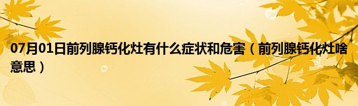 07月01日前列腺钙化灶有什么症状和危害（前列腺钙化灶啥意思）