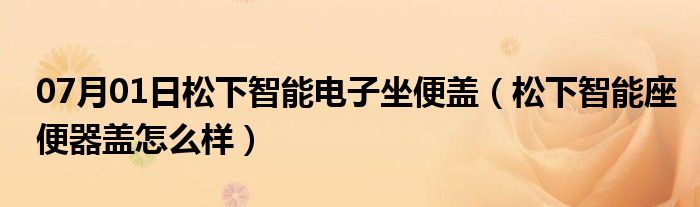 07月01日松下智能电子坐便盖（松下智能座便器盖怎么样）