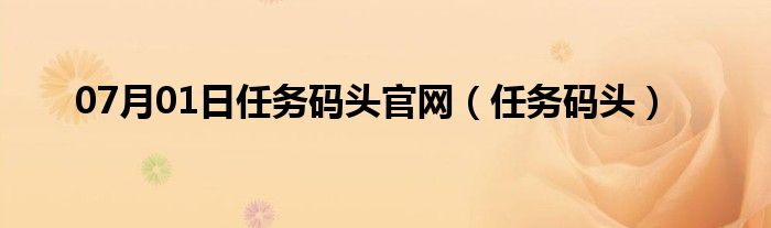 07月01日任务码头官网（任务码头）