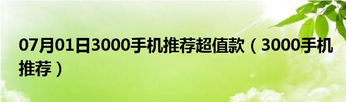 07月01日3000手机推荐超值款（3000手机推荐）