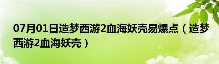 07月01日造梦西游2血海妖壳易爆点（造梦西游2血海妖壳）