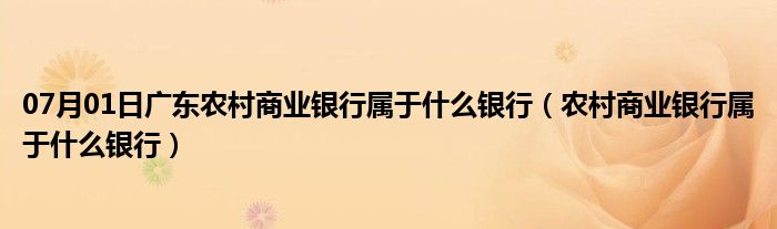 07月01日广东农村商业银行属于什么银行（农村商业银行属于什么银行）