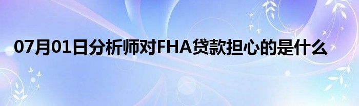 07月01日分析师对FHA贷款担心的是什么