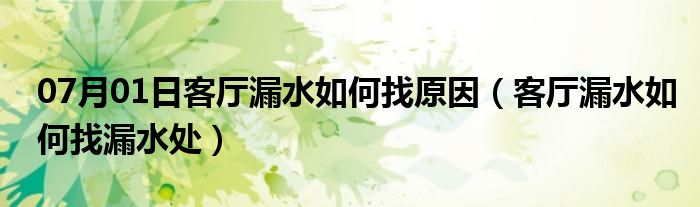 07月01日客厅漏水如何找原因（客厅漏水如何找漏水处）