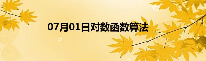 07月01日对数函数算法