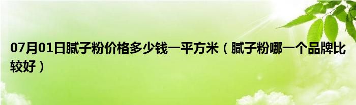 07月01日腻子粉价格多少钱一平方米（腻子粉哪一个品牌比较好）