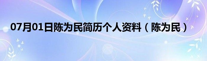 07月01日陈为民简历个人资料（陈为民）