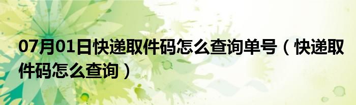 07月01日快递取件码怎么查询单号（快递取件码怎么查询）