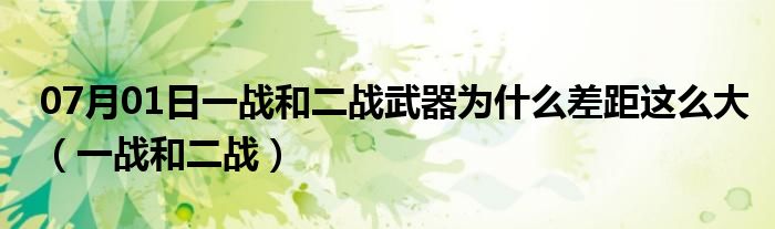 07月01日一战和二战武器为什么差距这么大（一战和二战）