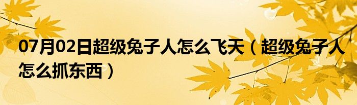 07月02日超级兔子人怎么飞天（超级兔子人怎么抓东西）