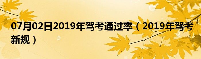 07月02日2019年驾考通过率（2019年驾考新规）