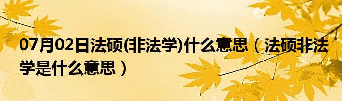 07月02日法硕(非法学)什么意思（法硕非法学是什么意思）