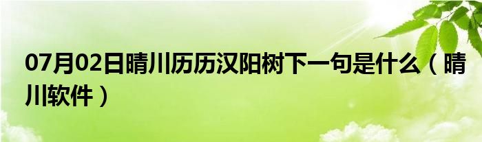 07月02日晴川历历汉阳树下一句是什么（晴川软件）