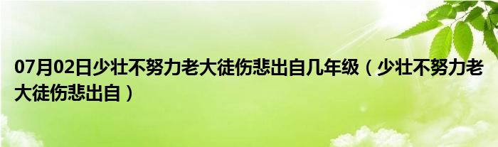 07月02日少壮不努力老大徒伤悲出自几年级（少壮不努力老大徒伤悲出自）