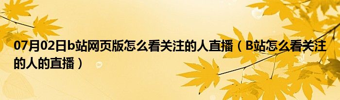 07月02日b站网页版怎么看关注的人直播（B站怎么看关注的人的直播）