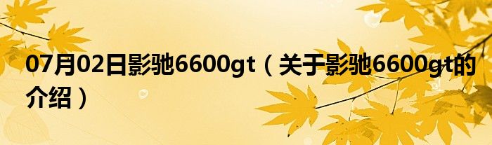 07月02日影驰6600gt（关于影驰6600gt的介绍）