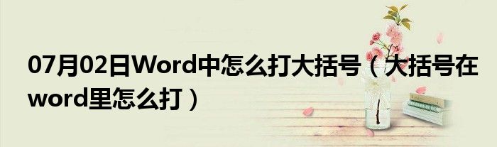 07月02日Word中怎么打大括号（大括号在word里怎么打）