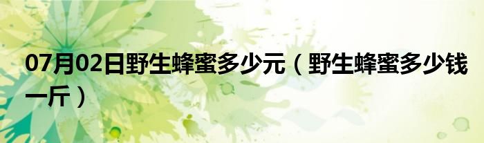 07月02日野生蜂蜜多少元（野生蜂蜜多少钱一斤）