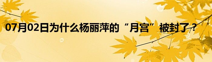 07月02日为什么杨丽萍的“月宫”被封了？