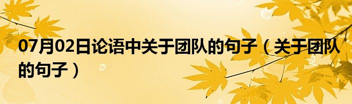 07月02日论语中关于团队的句子（关于团队的句子）