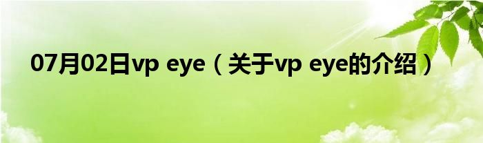 07月02日vp eye（关于vp eye的介绍）