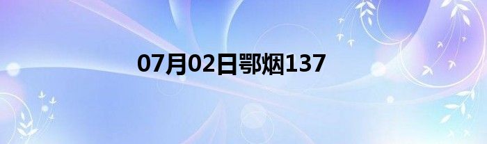 07月02日鄂烟137