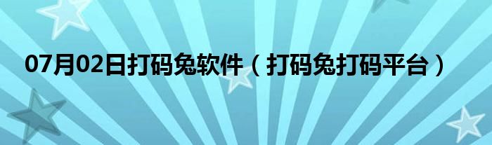 07月02日打码兔软件（打码兔打码平台）