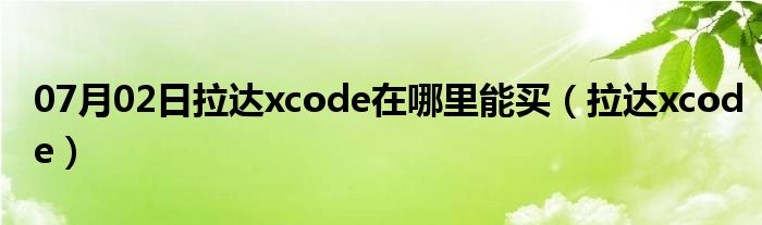 07月02日拉达xcode在哪里能买（拉达xcode）