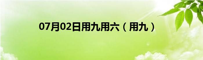 07月02日用九用六（用九）