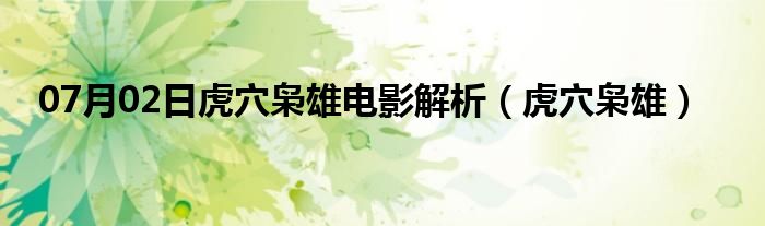 07月02日虎穴枭雄电影解析（虎穴枭雄）