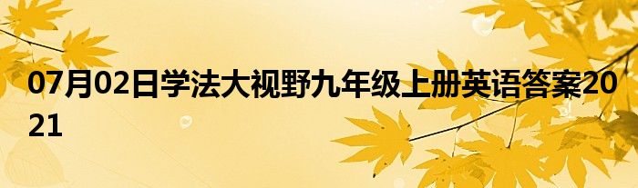 07月02日学法大视野九年级上册英语答案2021